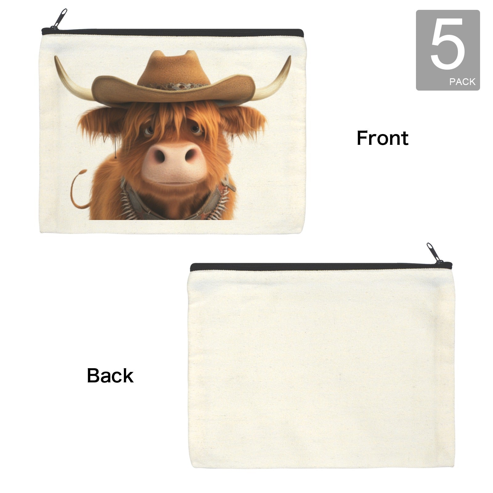 Baha Ranch Cowboy Highland Cosmetic Bag Pack of 5 Made in America by Baha Ranch Western Wear - product image 4