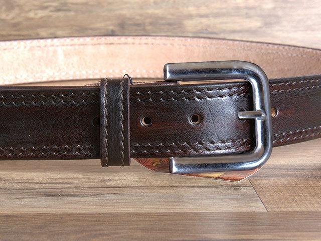 Hilason Vegetable-Tanned Cowhide Western Belt, Dark Brown