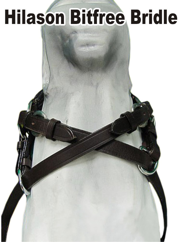 Hilason English Bitless Bridle - Full Grain Leather with Reins