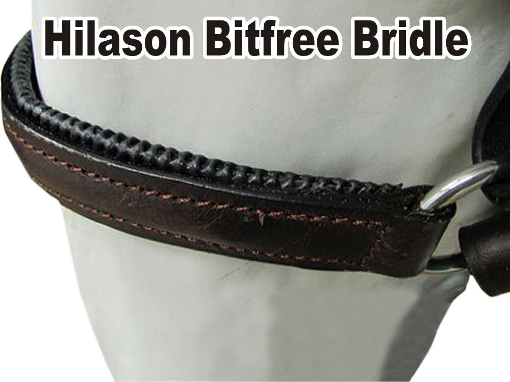 Hilason English Bitless Bridle - Full Grain Leather with Reins