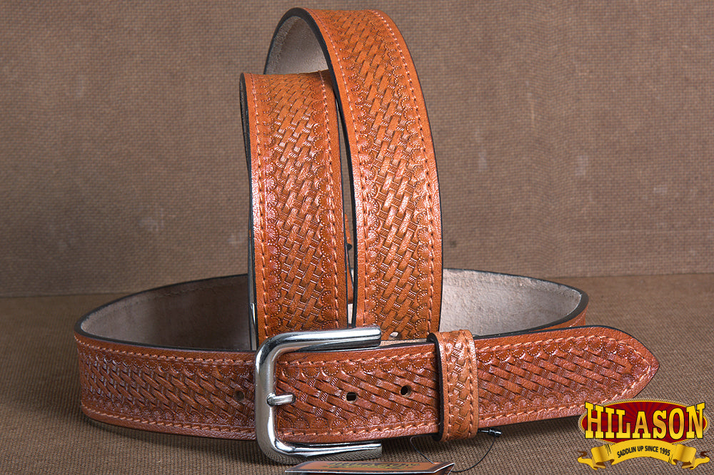 HILASON Western Genuine Leather Belt for Men Women Cowboy Cowgirl Handmade Basketweave Unisex Heavy Duty