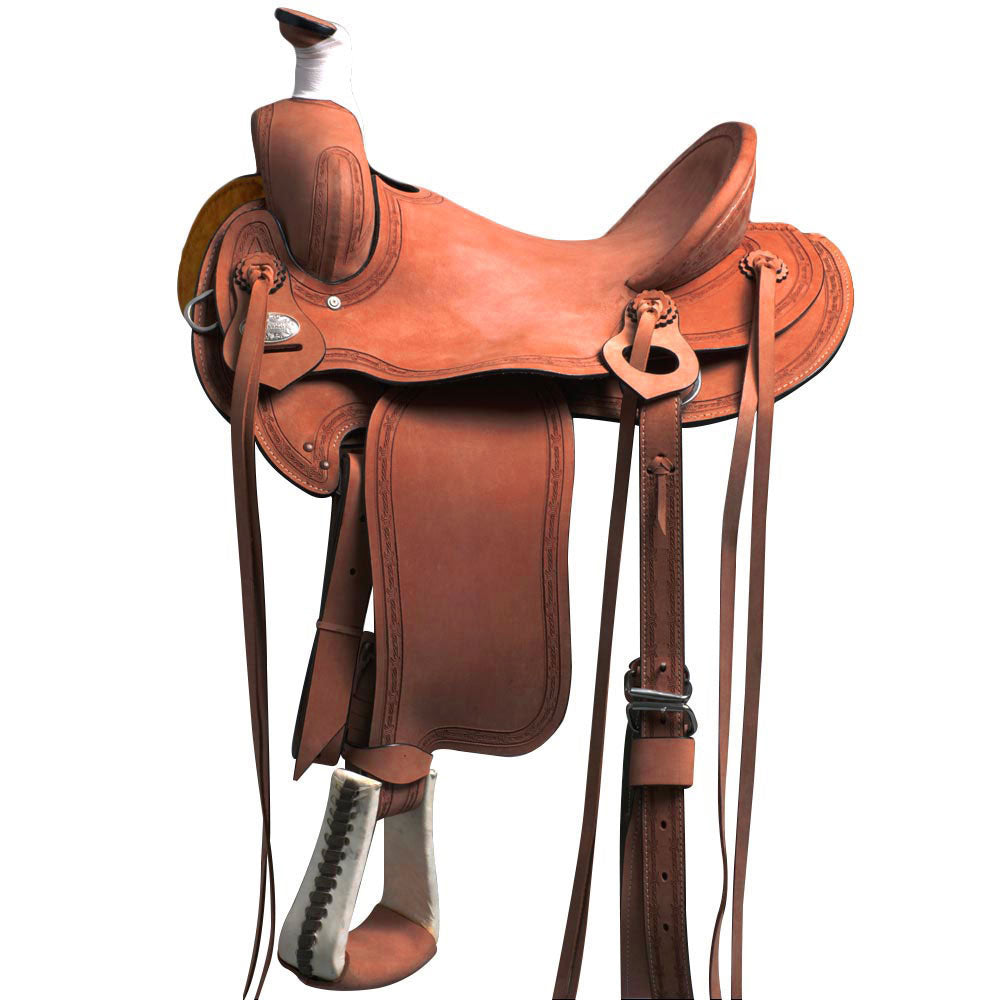 HILASON Western Horse Saddle American Leather Ranch Roping Trail Oiled Tan | Hand Tooled Wade & For Horses