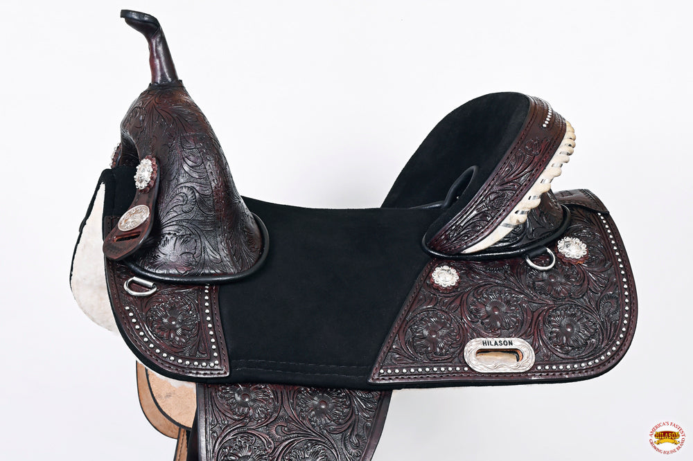 HILASON Western Horse Saddle Treeless American Leather Barrel | for Horses
