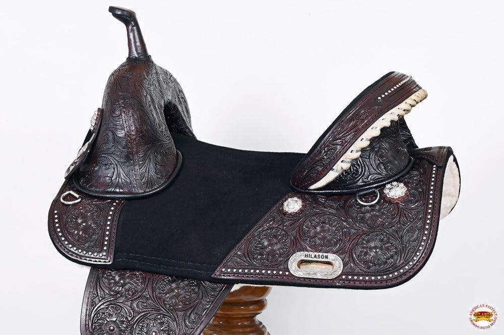 Western Horse Saddle Hilason Treeless American Leather Barrel