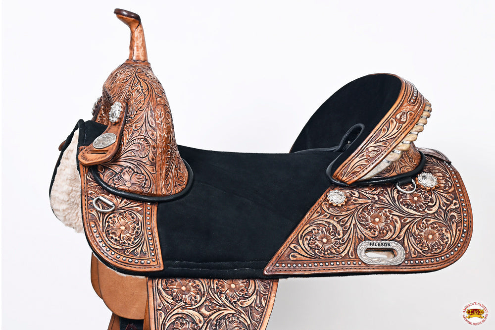 HILASON Treeless Western Trail Barrel Racing American Leather Saddle Dark Brown | Horse Saddle | Western Saddle | Treeless Saddle | Saddle for Horses | Horse Leather Saddle