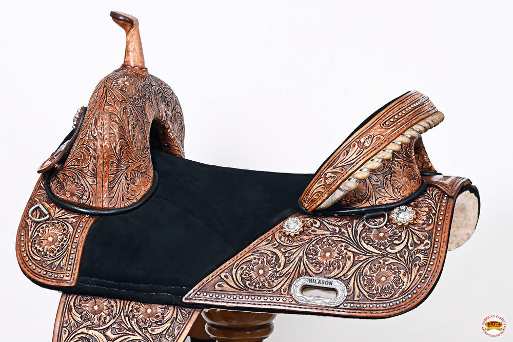 Hilason Western Treeless Trail Barrel Racing American Leather Saddle