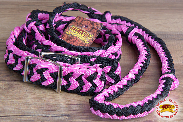 Hilason Braided Poly Barrel Racing Contest Reins Flat 1" X 8Ft Purple