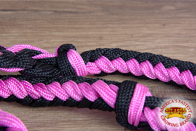 Hilason Braided Poly Barrel Racing Contest Reins Flat 1" X 8Ft Purple