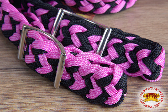 Hilason Braided Poly Barrel Racing Contest Reins Flat 1" X 8Ft Purple