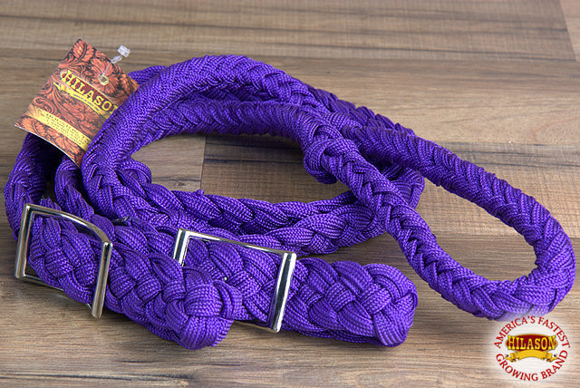 Hilason Braided Poly Barrel Racing Contest Reins Flat 1" X 8Ft Purple
