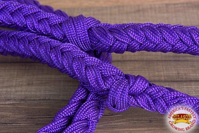 Hilason Braided Poly Barrel Racing Contest Reins Flat 1" X 8Ft Purple