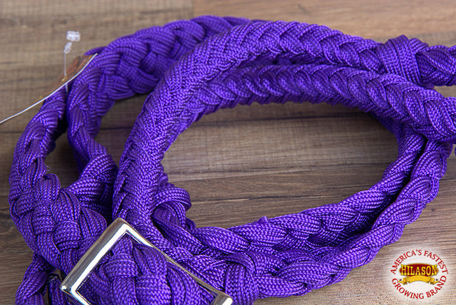 Hilason Braided Poly Barrel Racing Contest Reins Flat 1" X 8Ft Purple