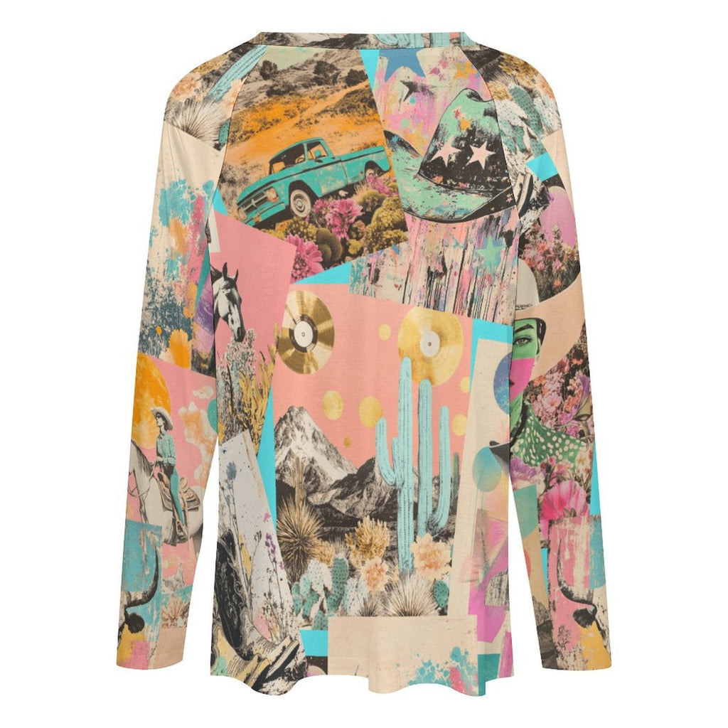 Baha Ranch Retro Pop Western Collage Long Sleeve Top by Baha Ranch Western Wear - product image 4