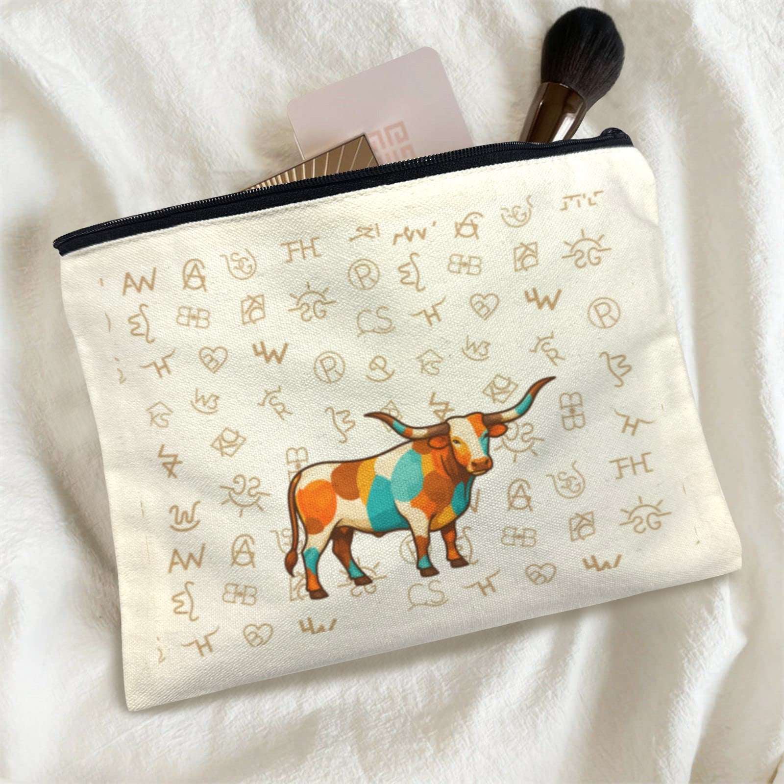 Baha Ranch Brand Longhorn Pack of 5 bags Cosmetic Bag Made in America by Baha Ranch Western Wear