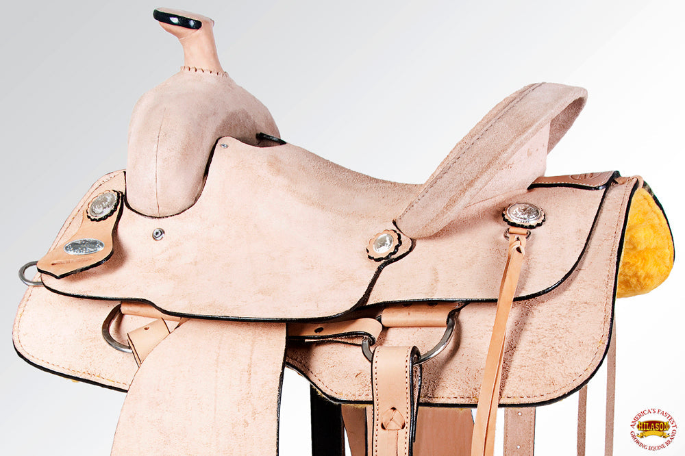HILASON Western Horse Saddle American Leather Ranch Roping Cowboy Rough Out Tan | Hand Tooled Wade & For Horses