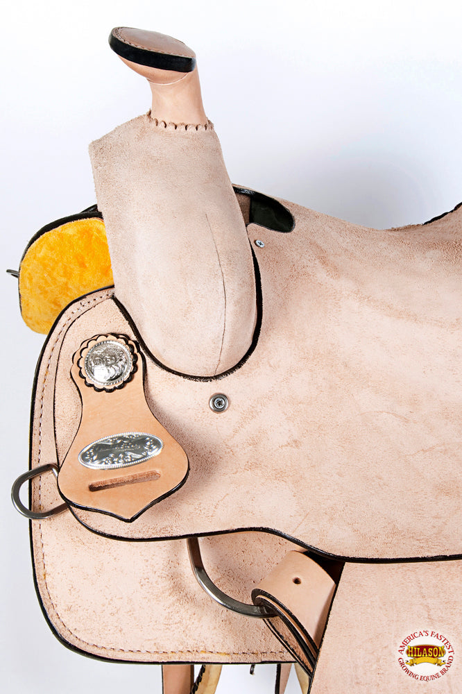 HILASON Western Horse Saddle American Leather Ranch Roping Cowboy Rough Out Tan | Hand Tooled Wade & For Horses