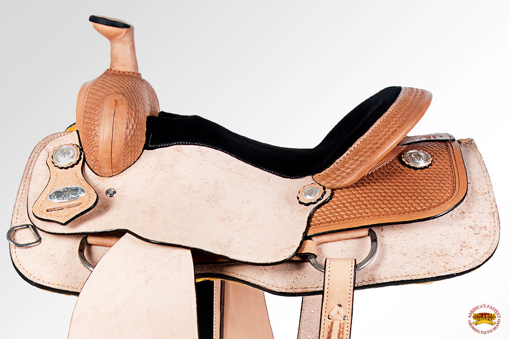 HILASON Western Horse Saddle American Leather Ranch Roping Cowboy Rough Out Tan | Hand Tooled Wade & For Horses