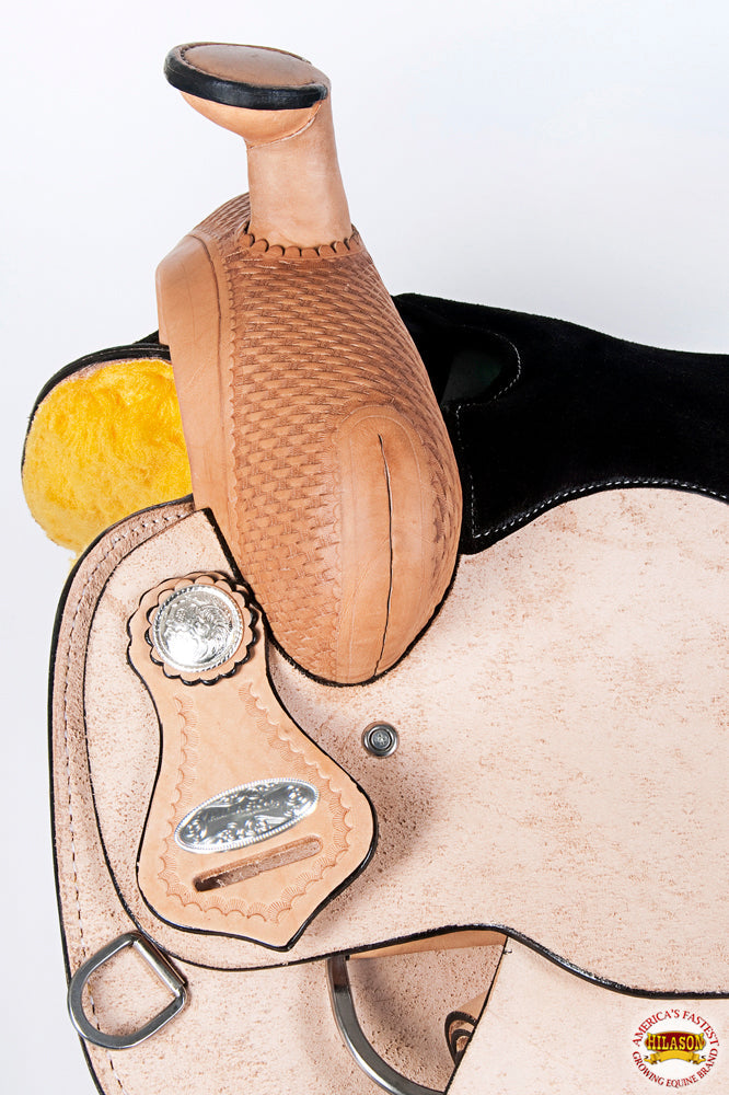 HILASON Western Horse Saddle American Leather Ranch Roping Cowboy Rough Out Tan | Hand Tooled Wade & For Horses