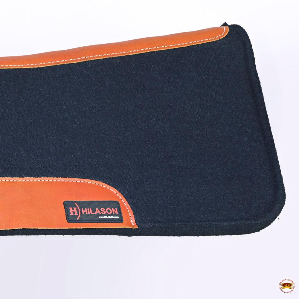 Hilason Western Wool Felt Horse Saddle Pad Grey W/ Cowhide Leather