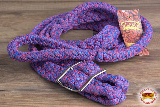 Hilason Braided Poly Barrel Racing Flat Reins — 1" x 8 ft