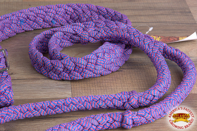 Hilason Braided Poly Barrel Racing Flat Reins — 1" x 8 ft