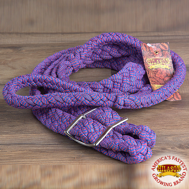 Hilason Braided Poly Barrel Racing Flat Reins — 1" x 8 ft