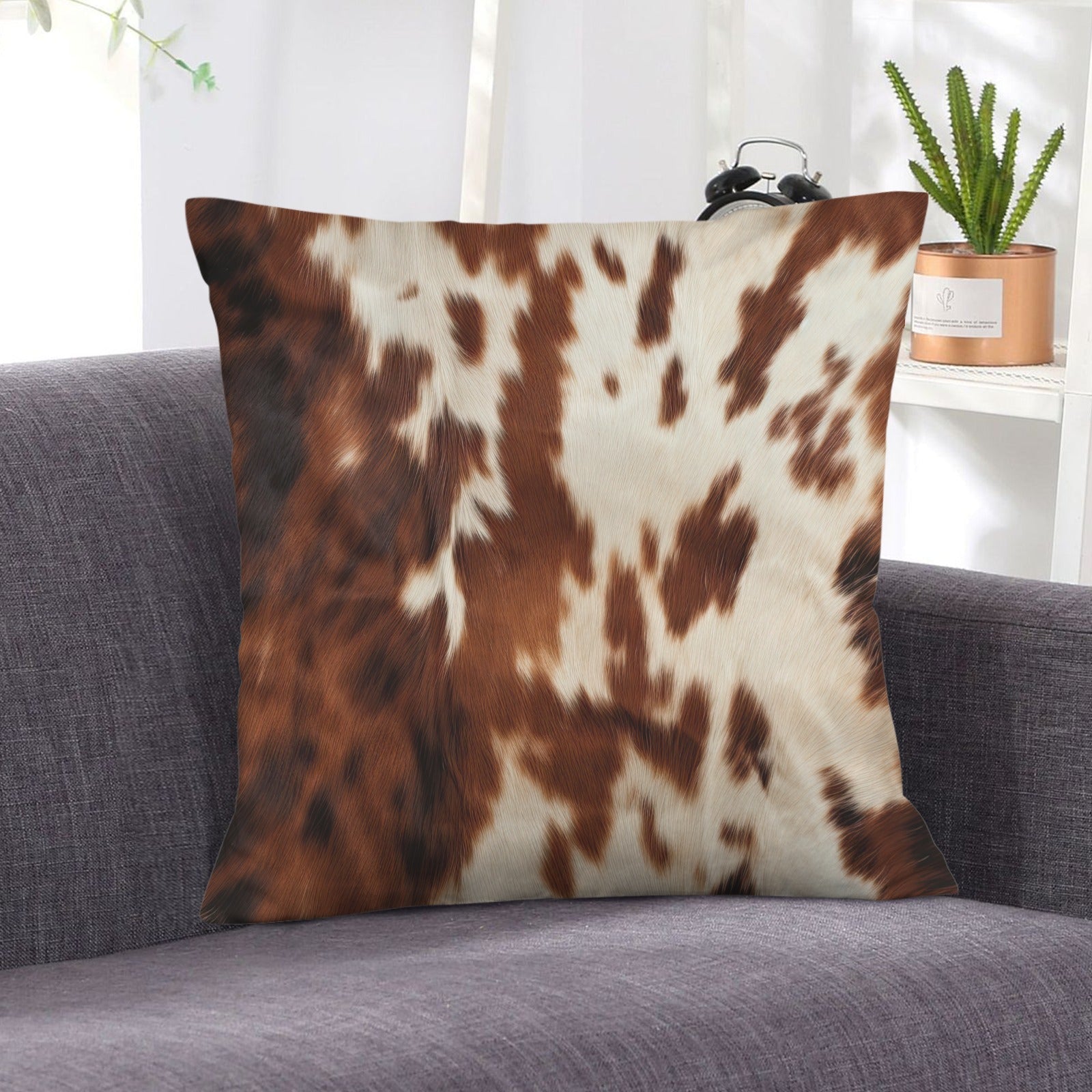 Baha Ranch Brown Cow Hide Print Velvety Soft Throw Pillow Case Made in America by Baha Ranch Western Wear - product image 6