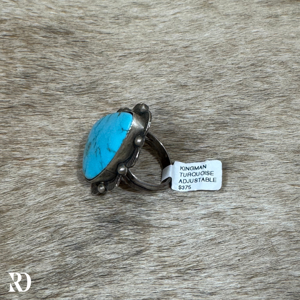 Kingman Turquoise Adjustable Ring By Tia Long — view 2