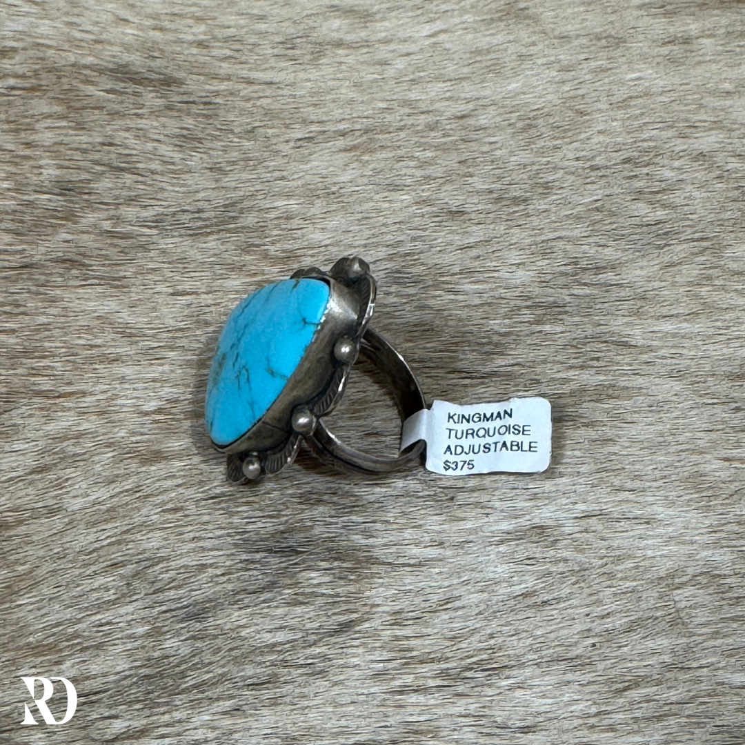 Kingman Turquoise Adjustable Ring By Tia Long — view 2