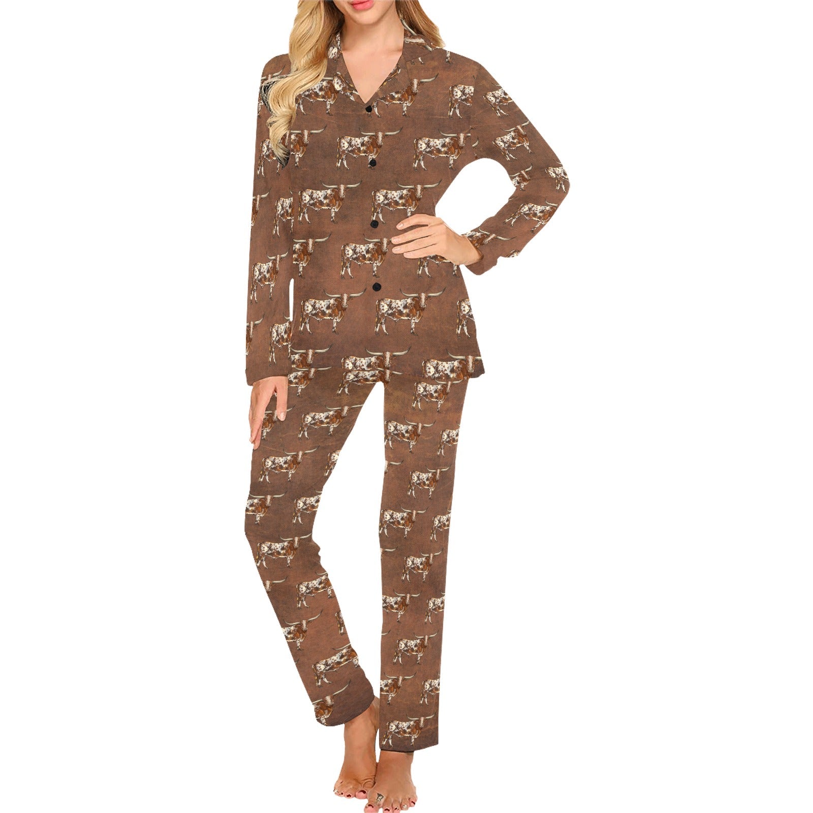 Baha Ranch Longhorn Women's Western Pajama Set by Baha Ranch Western Wear