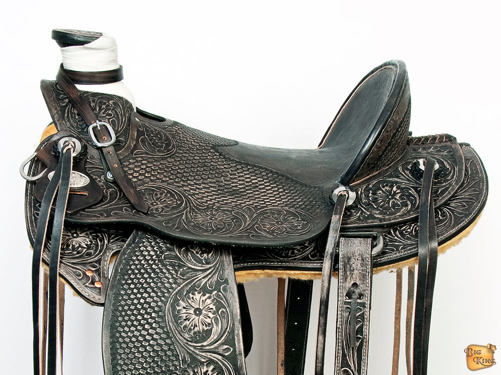 Western Horse Wade Saddle American Leather Ranch Roping Antique Black