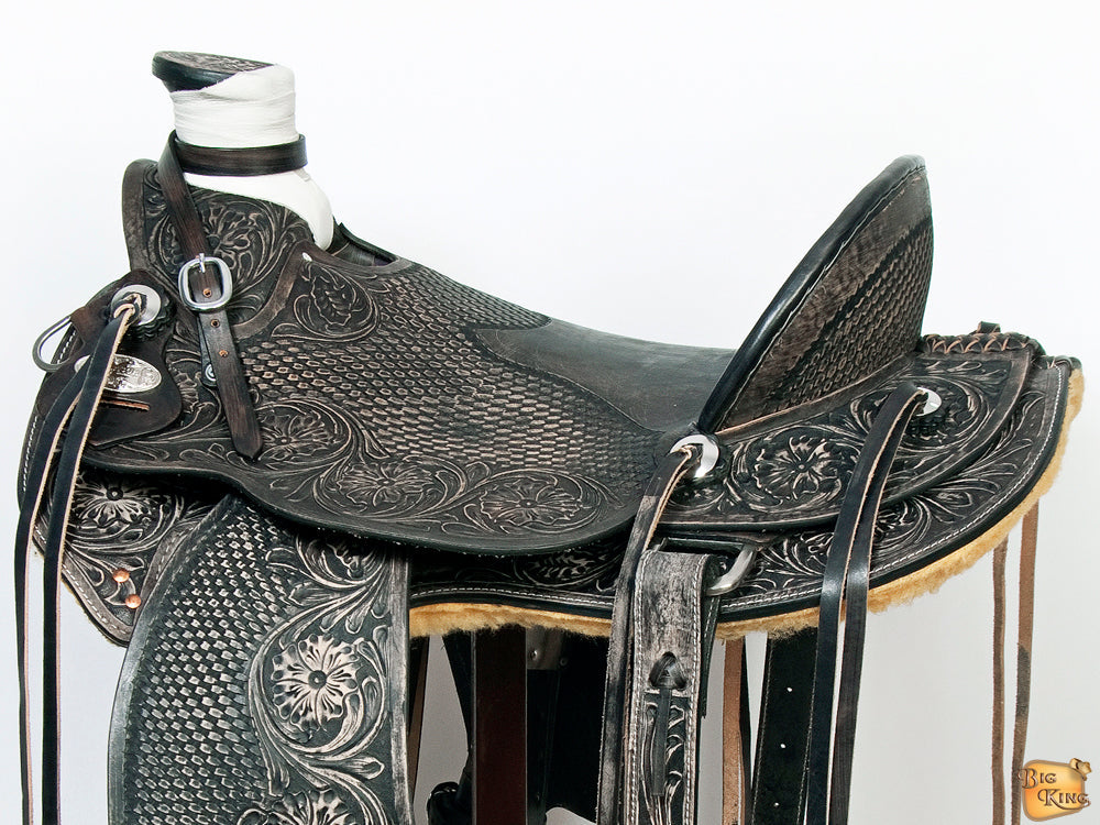 Western Horse Wade Saddle American Leather Ranch Roping Antique Black