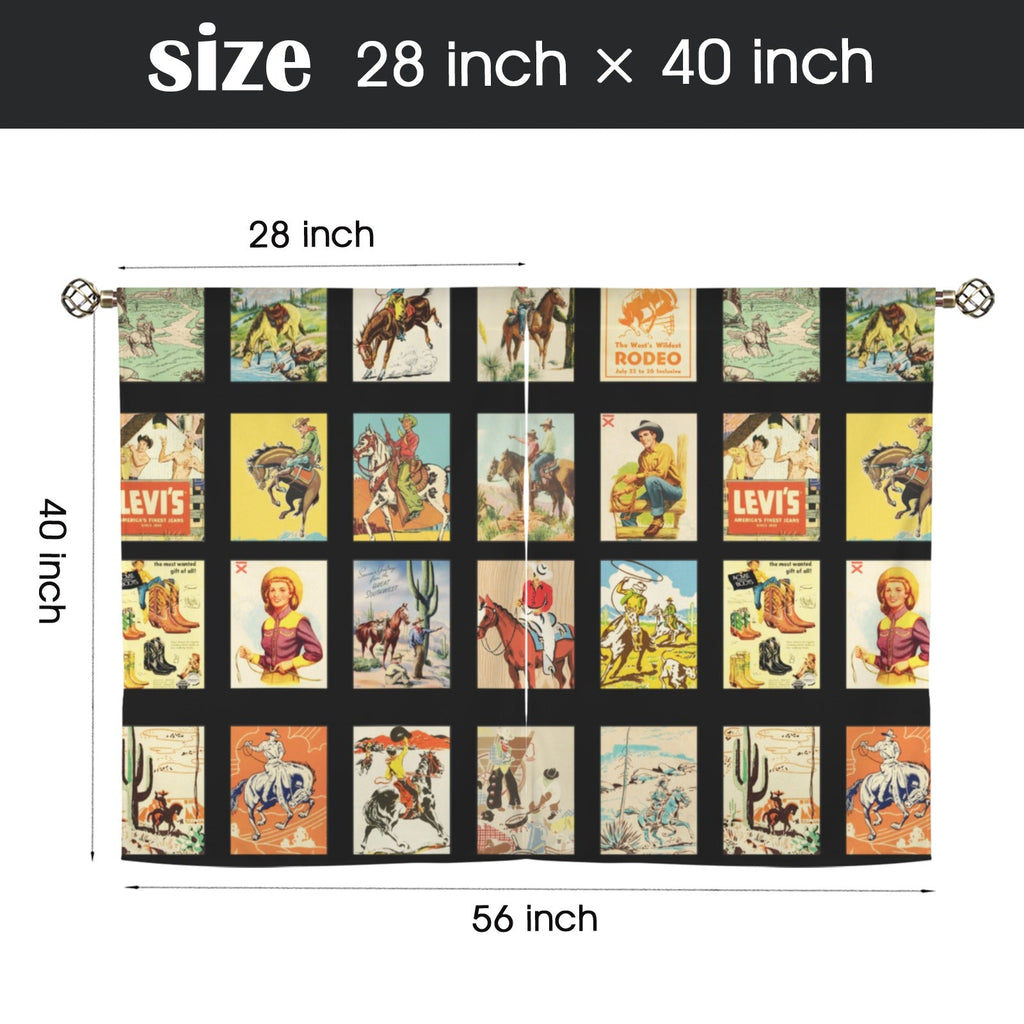 Baha Ranch Vintage Western Collage Window Curtains 28"x40" (2-Piece)Made in America by Baha Ranch Western Wear - product...