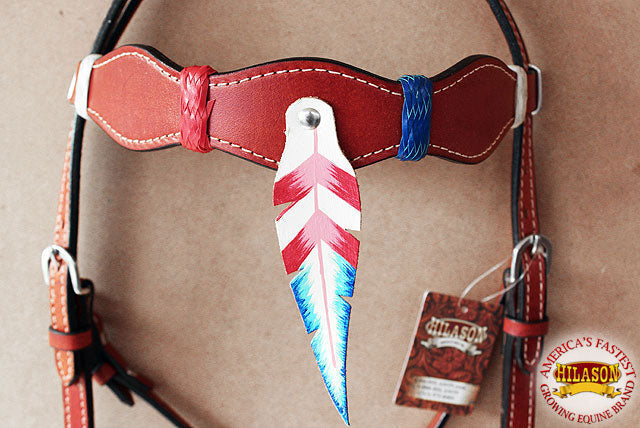 HILASON Western Horse Headstall Genuine American Leather Mahogany