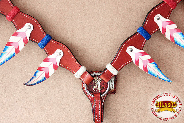 HILASON Western Horse Headstall Genuine American Leather Mahogany