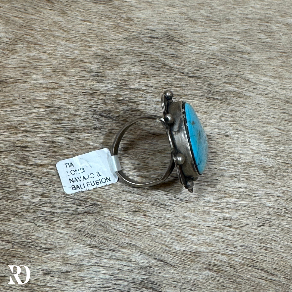 Kingman Turquoise Adjustable Ring By Tia Long — view 3