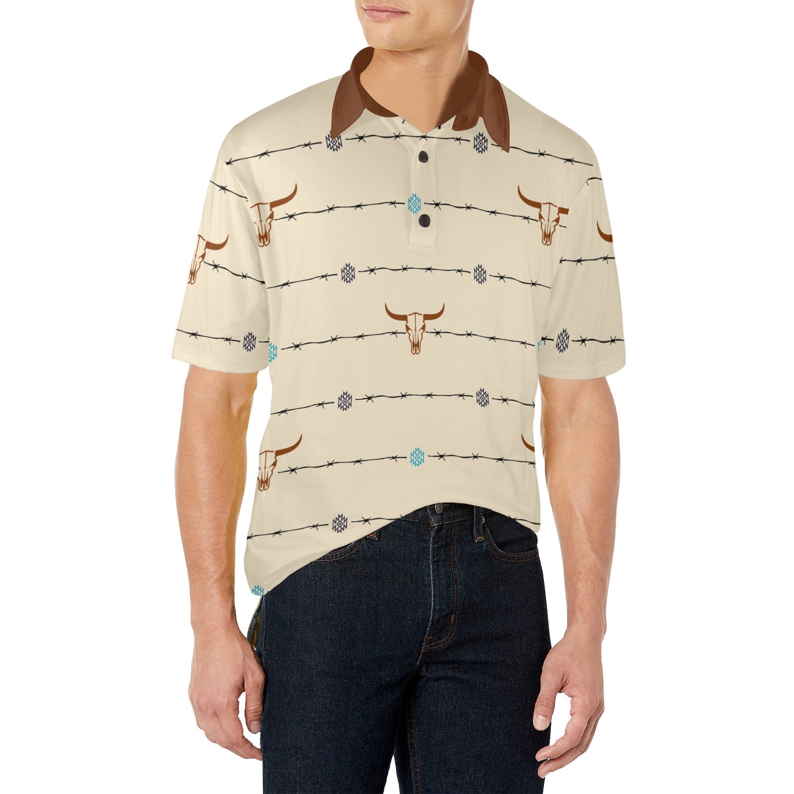 Baha Ranch Barbwire Aztec Polo Shirt by Baha Ranch Western Wear - product image 3