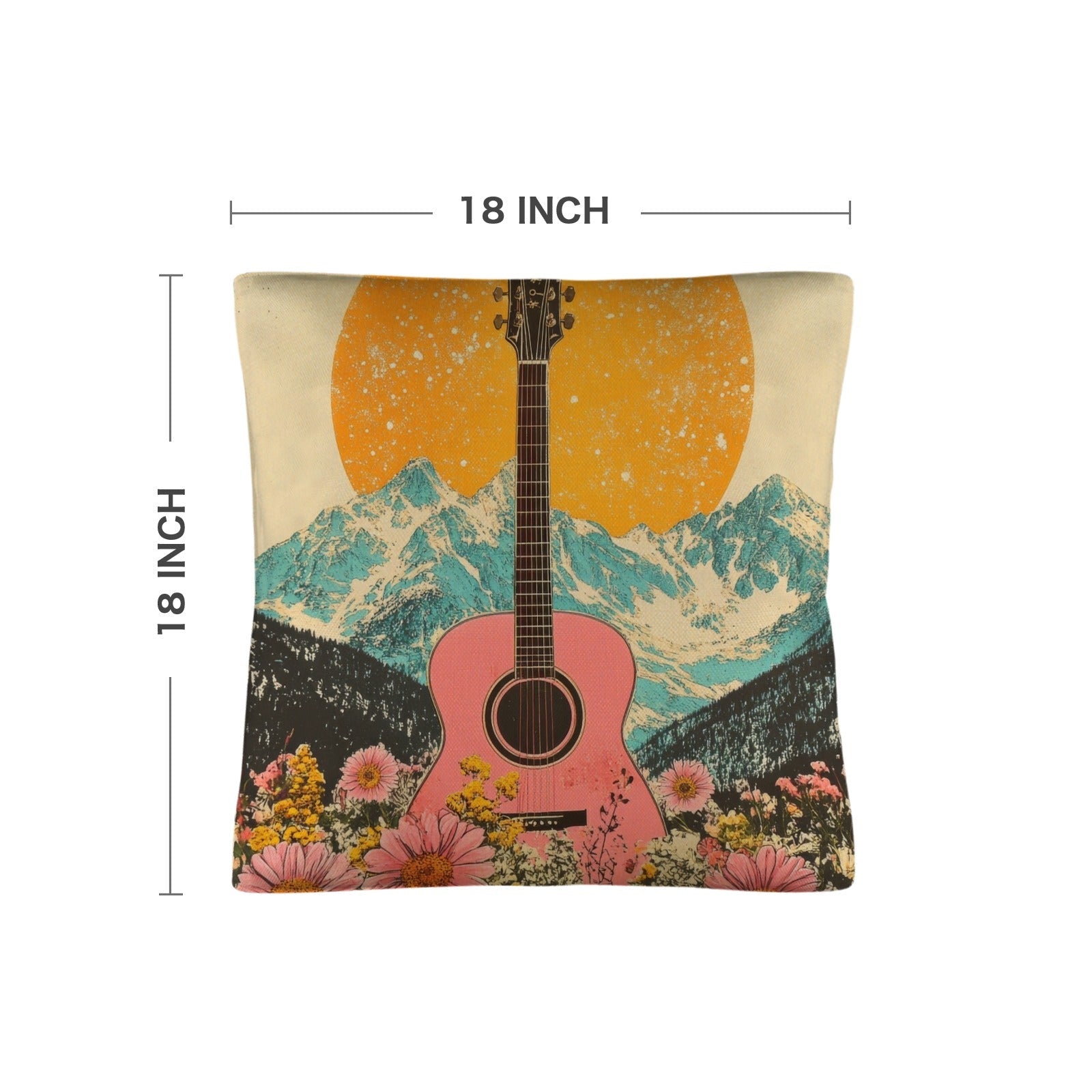 Baha Ranch Retro Pop Western Pink Guitar Pillow Case Made in America by Baha Ranch Western Wear - product image 3