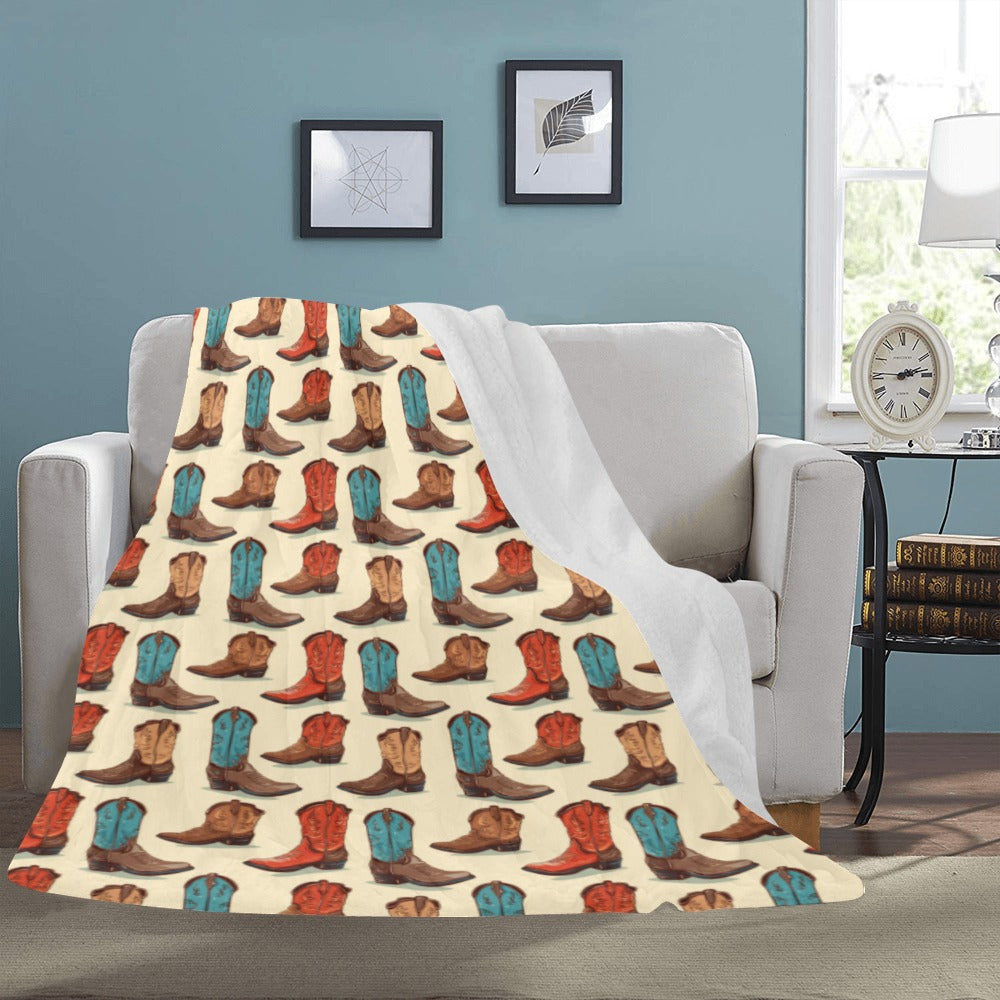 Baha Ranch Got My Boots Western Micro Fleece Throw Blanket 60" x 80" Made in America by Baha Ranch Western Wear - product...