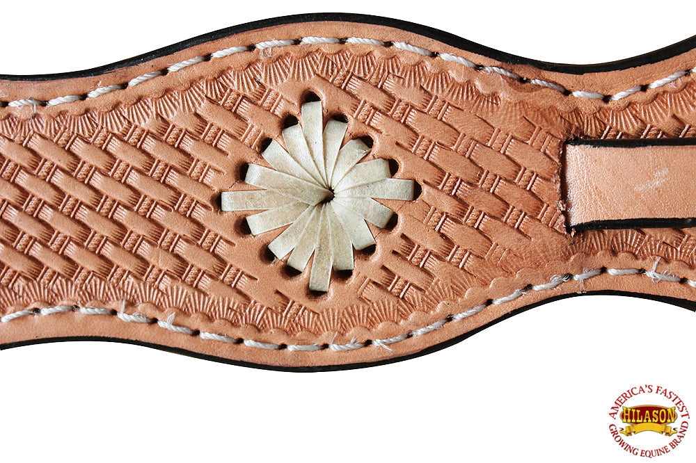 Hilason Western American Leather Horse One Ear Headstall Tan Hand Tool Basket