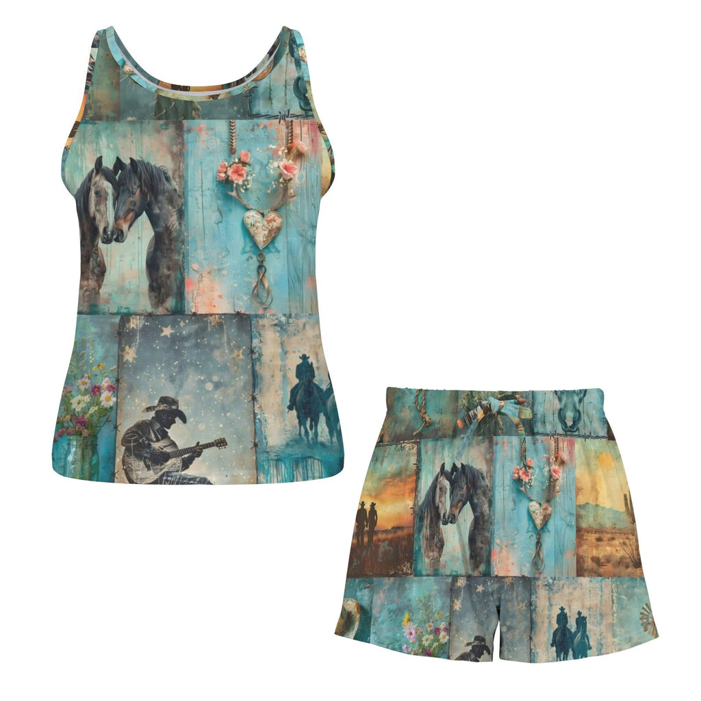 Baha Ranch Turquoise Dreams Pajama Lounge Tank Shorts Lounge Set Made in America by Baha Ranch Western Wear - product image 5