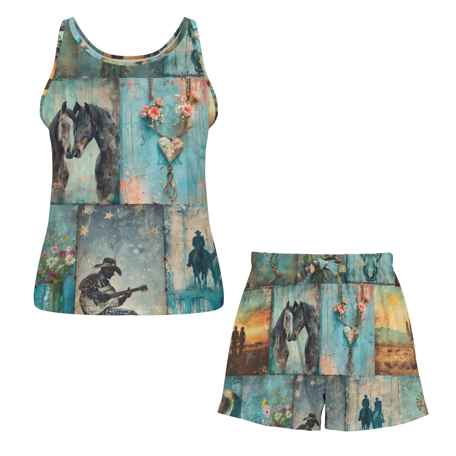 Baha Ranch Turquoise Dreams Pajama Lounge Tank Shorts Lounge Set Made in America by Baha Ranch Western Wear - product image 5