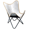 Genuine Leather Butterfly Chair Folding Lounge Modern Sling Accent Seat