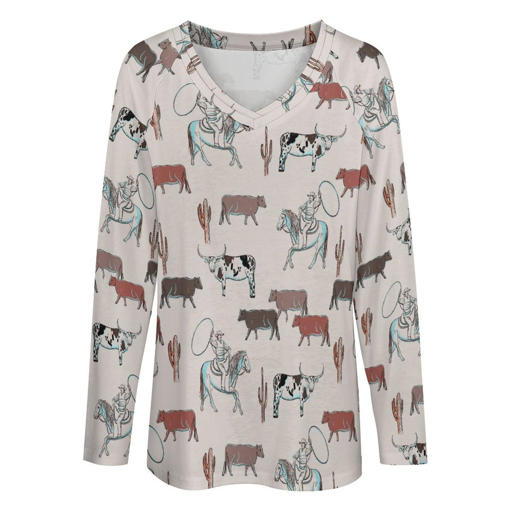 Baha Ranch Western Cow Cattle Long Sleeve Top by Baha Ranch Western Wear - product image 2