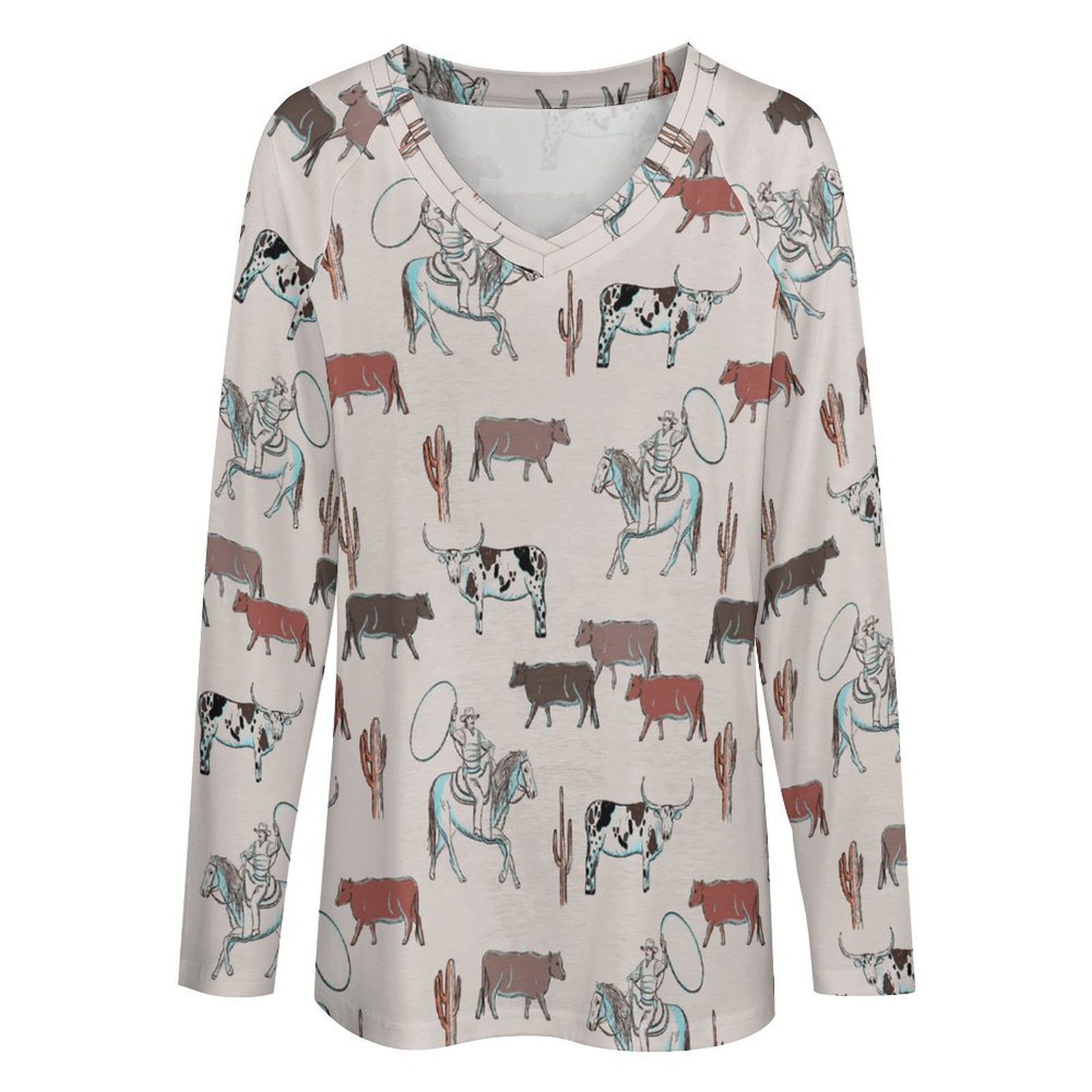 Baha Ranch Western Cow Cattle Long Sleeve Top by Baha Ranch Western Wear - product image 2