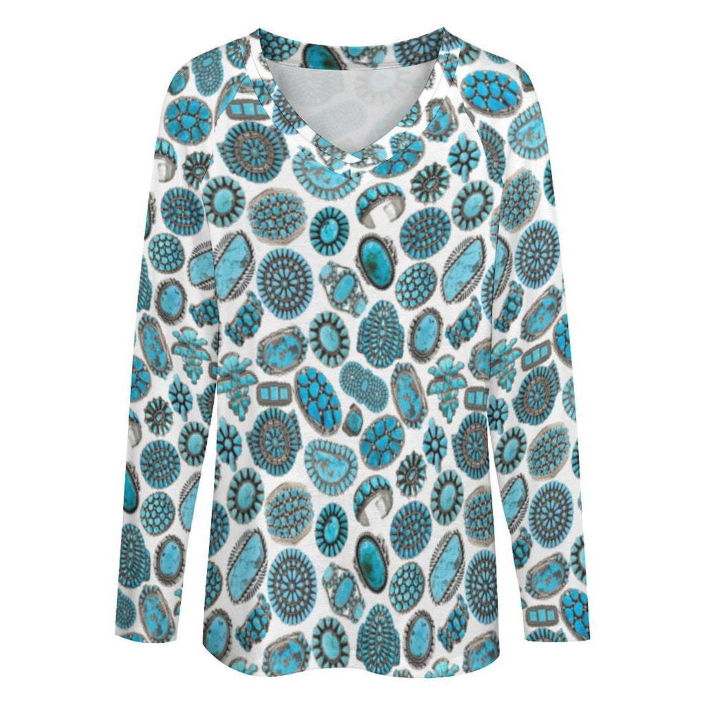 Baha Ranch Turquoise Crazy Long Sleeve Top by Baha Ranch Western Wear - product image 2