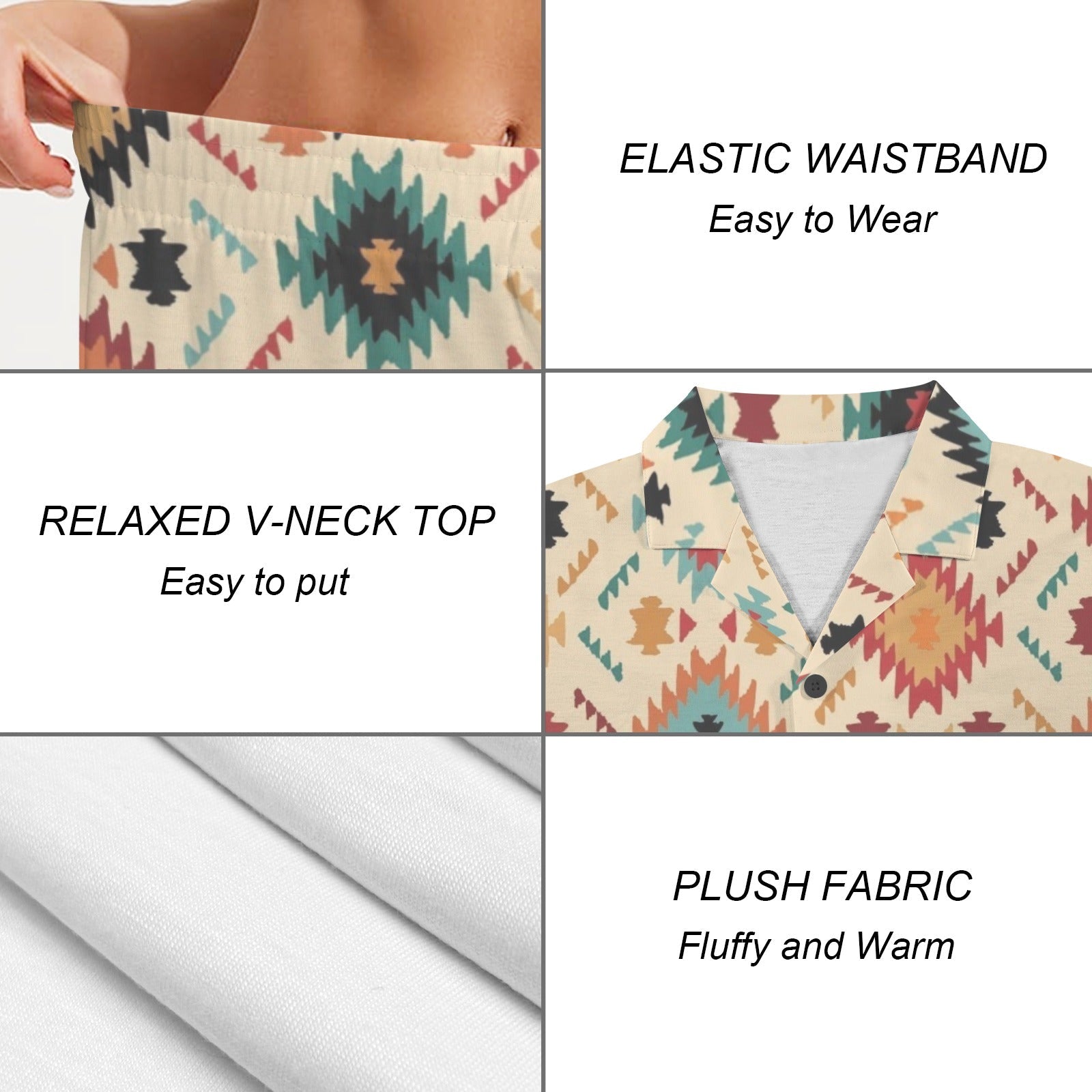 Baha Ranch Cream Aztec Women's Pajama Set Made in America by Baha Ranch Western Wear - product image 5