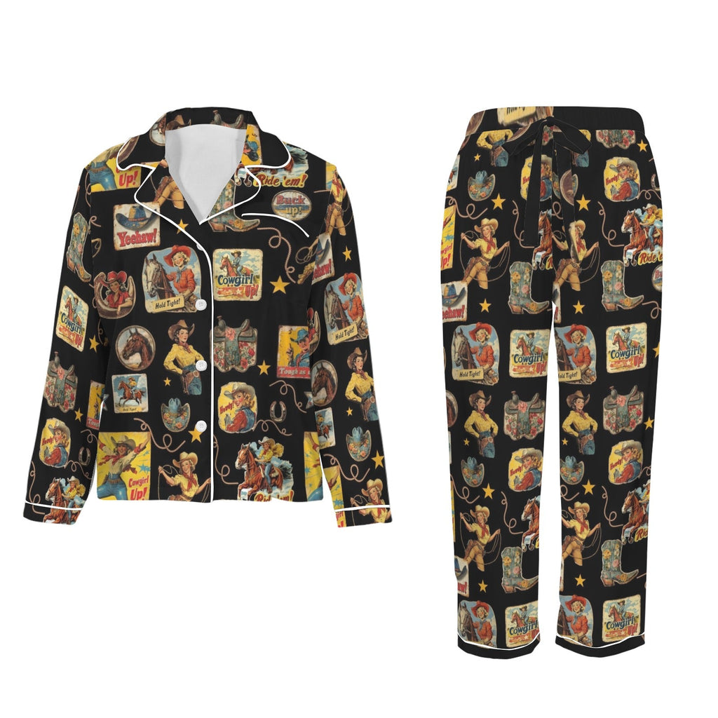 Baha Ranch Vintage Cowgirl Collage Western Satin Pajamas by Baha Ranch Western Wear - product image 2