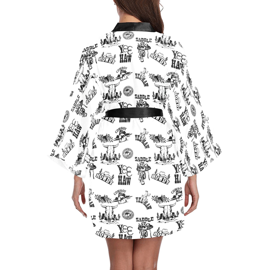 Baha Ranch Cowboy Print Western Satin Kimono Robe by Baha Ranch Western Wear - product image 5