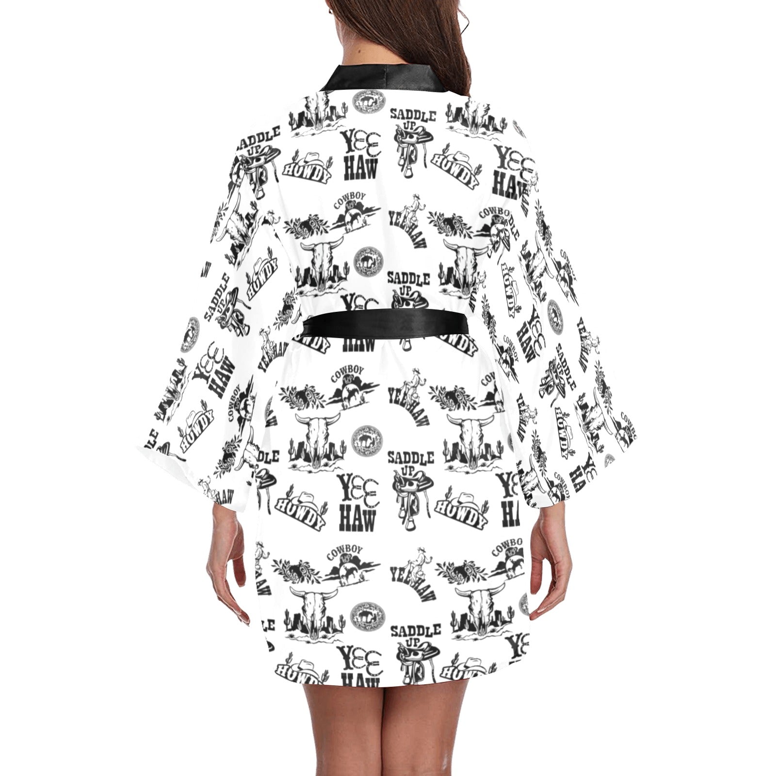 Baha Ranch Cowboy Print Western Satin Kimono Robe by Baha Ranch Western Wear - product image 5